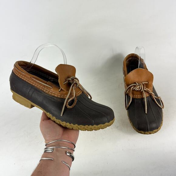 L.L. Bean Duck Boots Women's 9 Brown Slip-On Low Top Round Toe Waterproof - Picture 1 of 9